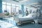 Expansive hospital interior, abundant white space, offering room for diverse medical scenes