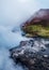 expansive mountain range and a lake with steam rising from it, Reykjavik, Iceland