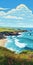 Expansive Ocean Waves: A Lush Digital Illustration Of Bude, Cornwall