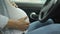 Expectant mother feels pain in belly while sitting in car, high-risk pregnancy