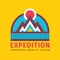 Expedition - concept badge logo design. Mountains climbing creative logo.