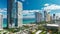 Expensive high-rise hotels and condos on Atlantic ocean shore in Sunny Isles Beach city. American tourism infrastructure