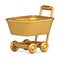 Expensive metallic glossy supermarket trolley grocery shopping goods transportation 3d icon vector