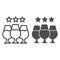 Expensive wine tasting line and solid icon. Sparkle under finest wine glasses outline style pictogram on white