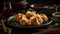 Experience the authentic flavor of Chinese Wonton dumplings food photography. Generative AI