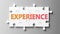 Experience complex like a puzzle - pictured as word Experience on a puzzle pieces to show that Experience can be difficult and