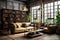 Experience the industrial elegance of a loft style living room