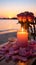 Experience pure romance by the sea candles, flowers, sunset, and love filled moments