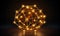 Experience the surreal ambiance created by a glowing dodecahedron of golden light