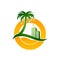 Experience tropical small paradise real estate vector logo icon