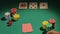Experienced gambler using risky bluff strategy to win more money in poker game