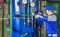 An experienced operator service gas boiler equipment
