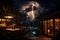 Experiencing a Homebound Thunderstorm with Lightning. AI