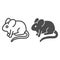 Experimental laboratory mouse line and solid icon, pest control concept, rat sign on white background, mouse icon in