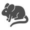 Experimental laboratory mouse solid icon, pest control concept, rat sign on white background, mouse icon in glyph style