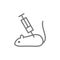 Experimental mouse, rat with syringe line icon.