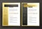 Expert CV / resume template in black and gold colors - professional curriculum vitae vector design