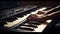 Expert pianist skillful hand plays musical chord generated by AI