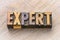 Expert word in wood type