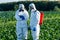 Expertise protective laptop farmer online chemical mask farm field harvest