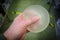 an explanted silicone breast implant