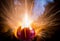 Exploding Apple with Flame, Sparks and Smoke