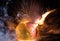 Exploding Apple with Flame, Sparks and Smoke