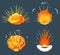 Exploding Bomb, Cartoon Explosions Isolated Icons