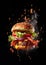 Exploding Cheeseburger Generative AI Illustration