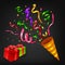 Exploding Colorful confetti popper with gift box birthday party