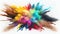 Exploding explosion of colourful dust paint powder colorful
