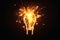 An exploding lightbulb on a dark background