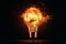 An exploding lightbulb on a dark background