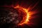 exploding sun with corona and prominences visible in dramatic close-up