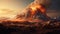 Exploding Volcano: A Stunning 3d Illustration Of Lava In Alien Landscapes