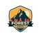 Exploration camp, tourism extreme sport club emblem, logo design. Wild travel sticker.