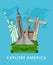 Explore America banner with famous attractions.