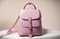 Explore the Beauty of a Pink Women\\\'s Handbag Backpack on a Trendy Dark Pink Studio Backgroun.