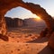 Explore the enchanting wilderness of Wadi Rum or Wadi Ramm at sunset. A desert valley with canyons, natural arches,
