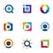 Explore fun colorful world social internet community network logo icon