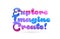 explore imagine create pink blue color word text logo icon