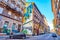 Explore Jewish Quarter, observing large murals on the buildings, on February 23 in Budapest, Hungary