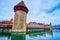 Explore Kapellbrucke and Wasserturm, the medieval landmarks of Reuss River, on March 30 in Lucerne, Switzerland