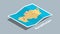 Explore kazakhstan maps with isometric style and pin marker location tag on top