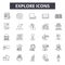 Explore line icons for web and mobile. Editable stroke signs. Explore outline concept illustrations