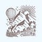 Explore more with hot air balloon line illustration