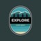 Explore Mountain badge logo emblem vector illustration design