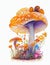 Explore the Mystical World of Chanterelle and Reishi Mushrooms with Beautiful Butterfly Illustration.