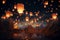 Explore a sky filled with sky lanterns shaped