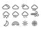 Explore a variety of weather-related vector illustrations capturing different atmospheric conditions and elements, including sunny